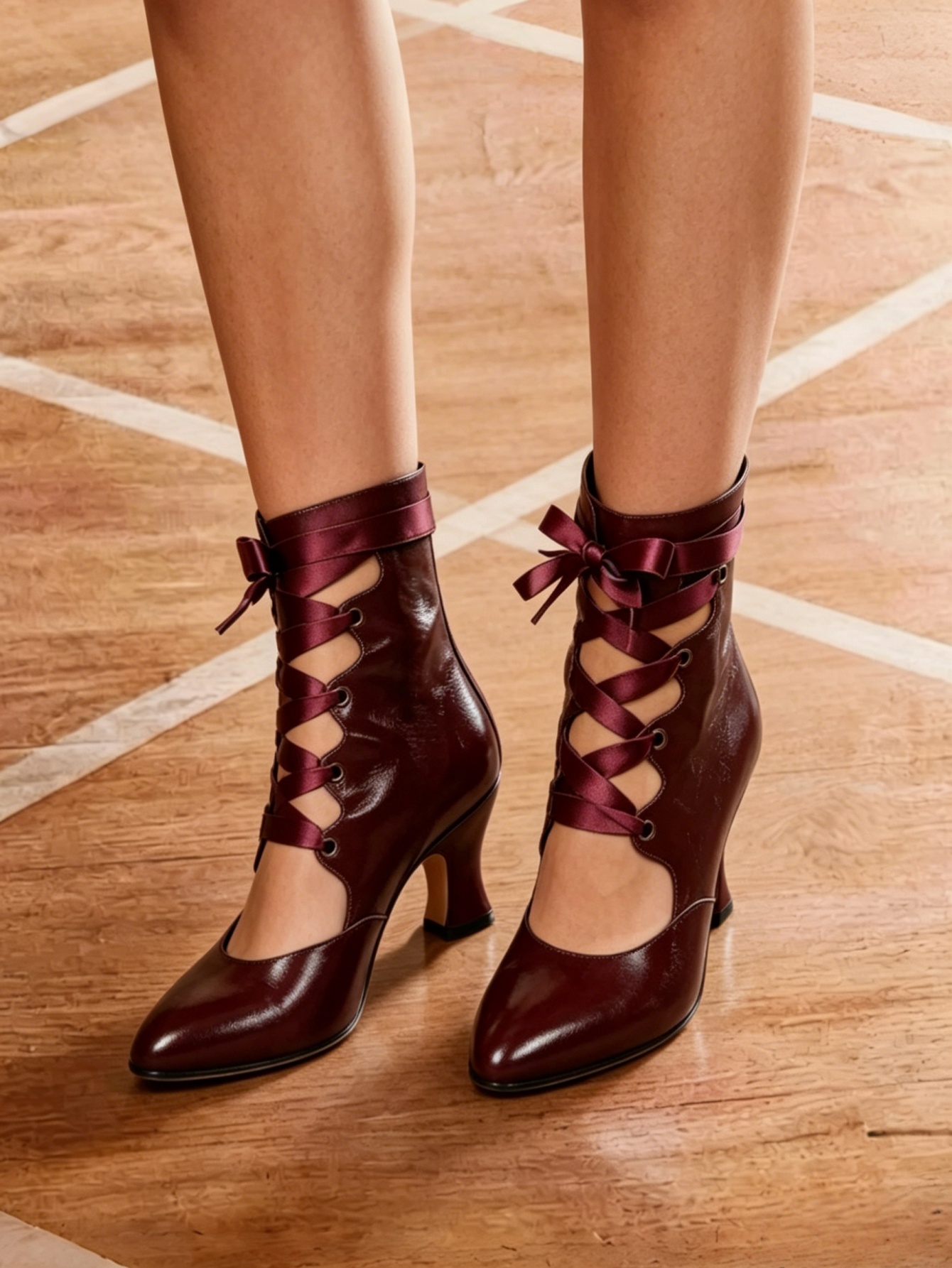 Ribbon Tie Heel - Gothic Lace Up High Heels For