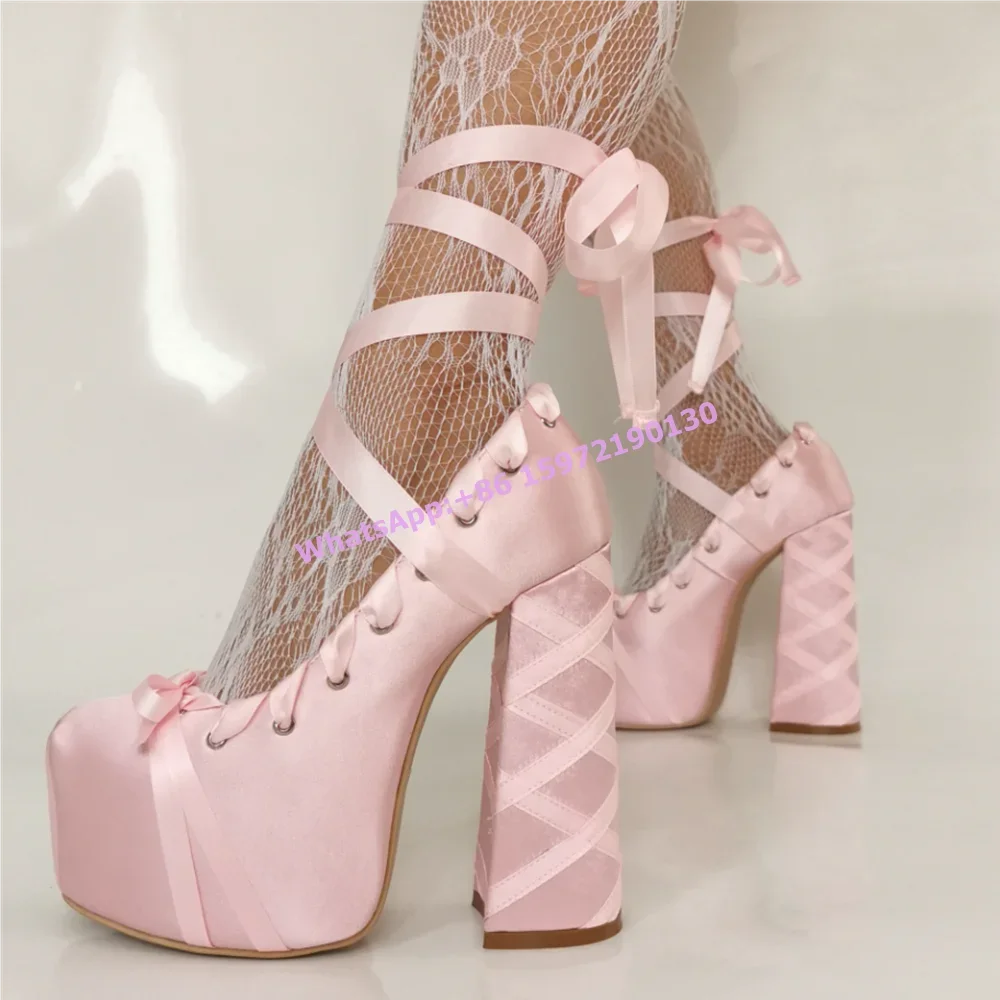 Red Satin Ribbon Platform Pump - Ribbon Tie Heel avis et prix