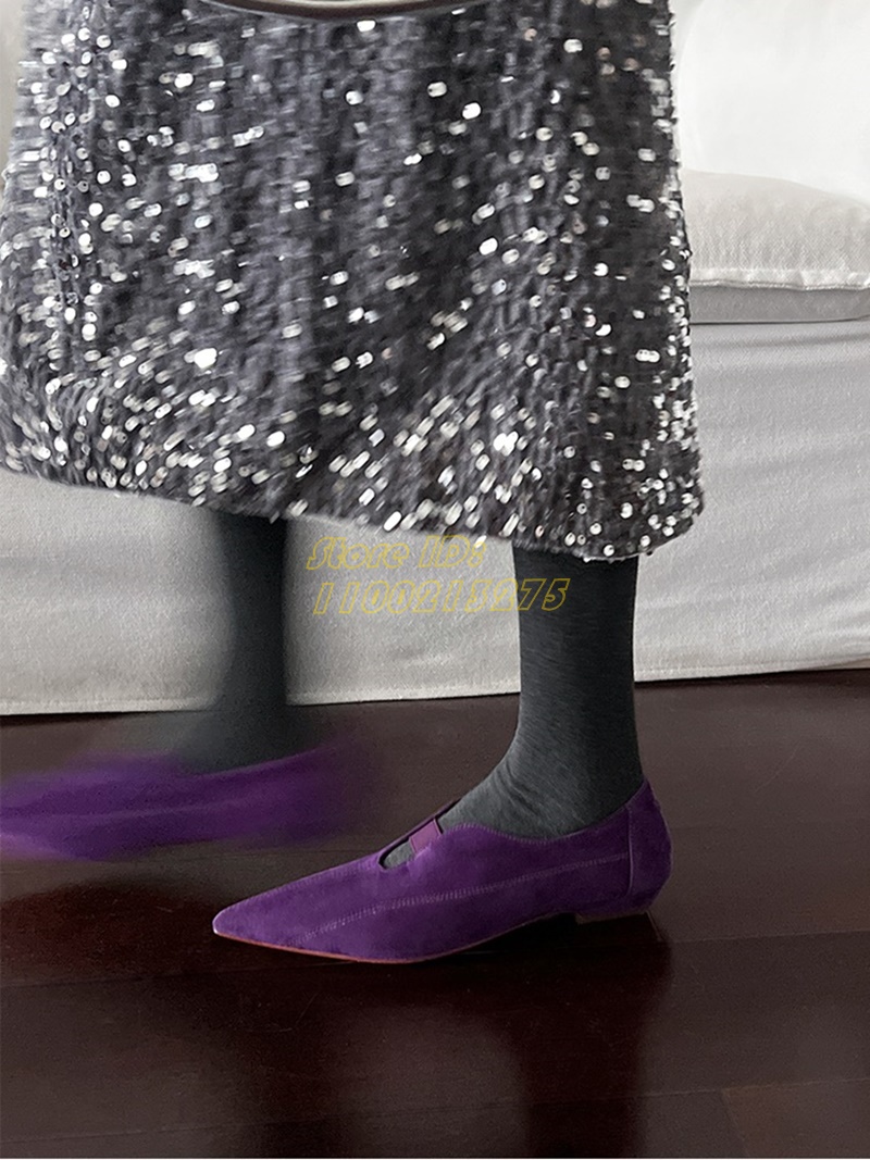 Purple Suede Pointy Toe Pumps  - Pointed Toe Flat avis et prix