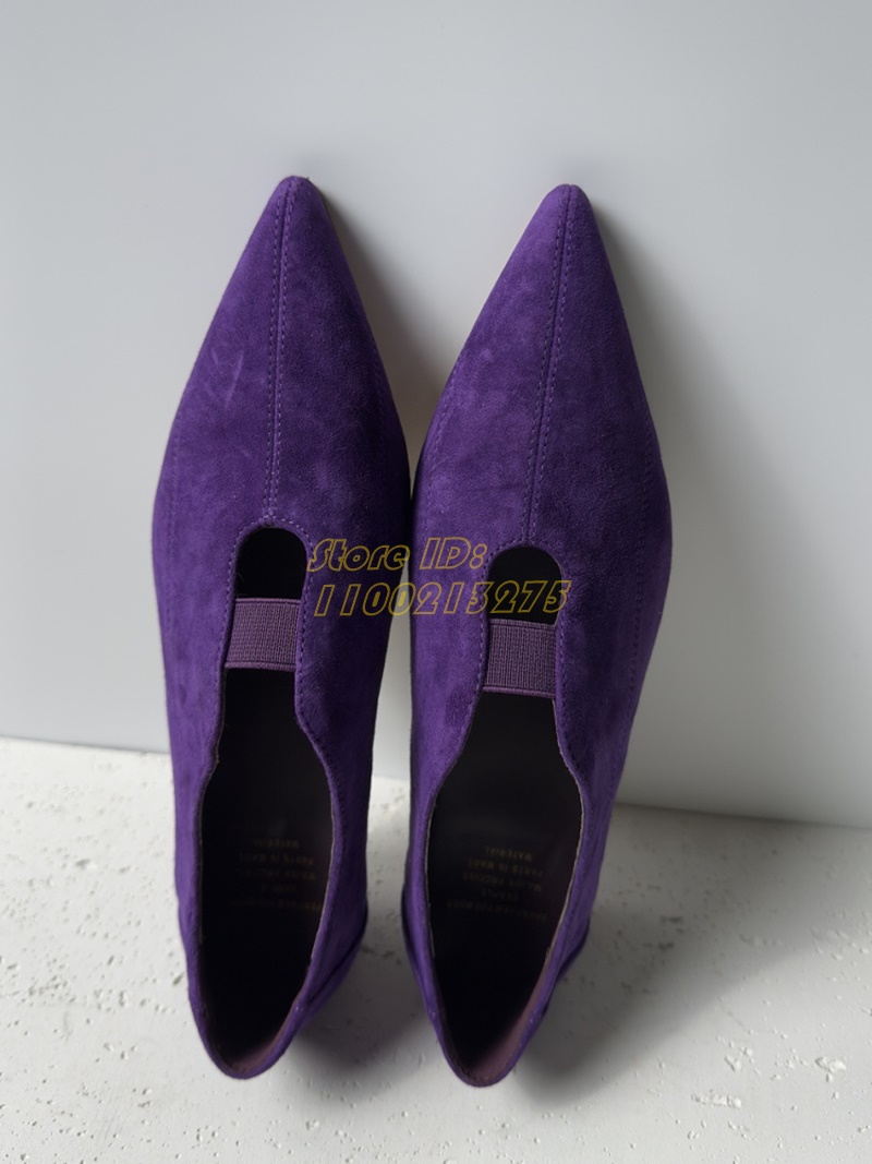 Purple Suede Pointy Toe Pumps  - Pointed Toe Flat avis et prix