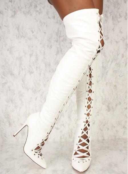 Fashion Women White Black Soli - Ribbon Tie Heel avis et prix