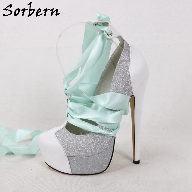 Sorbern White Real Leather Wom - Ribbon Tie Heel avis et prix