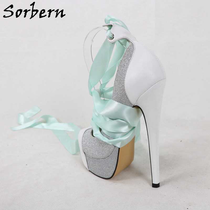 Sorbern White Real Leather Wom - Ribbon Tie Heel avis et prix