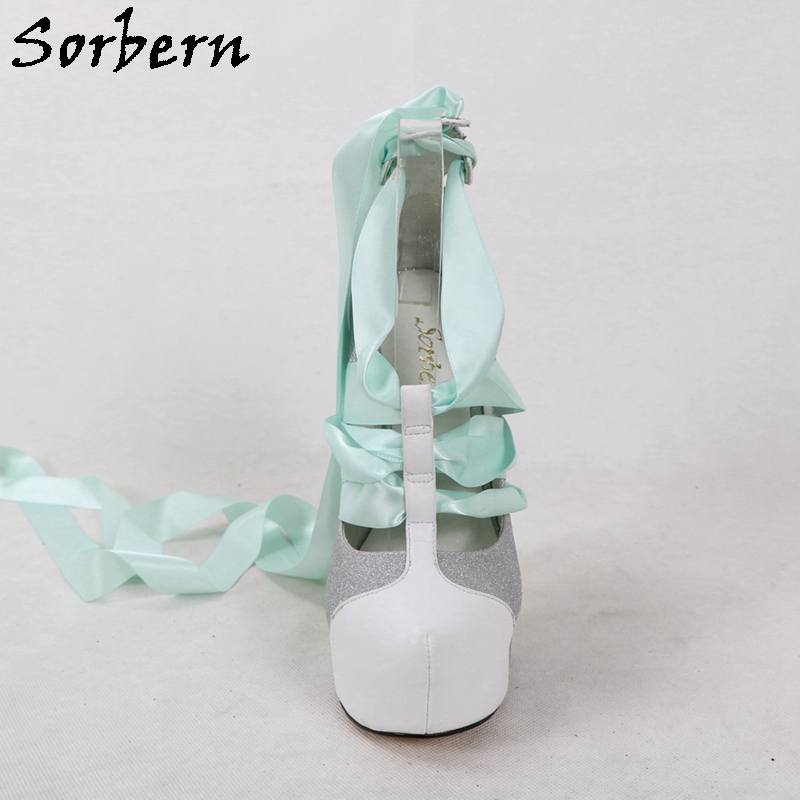 Sorbern White Real Leather Wom - Ribbon Tie Heel avis et prix