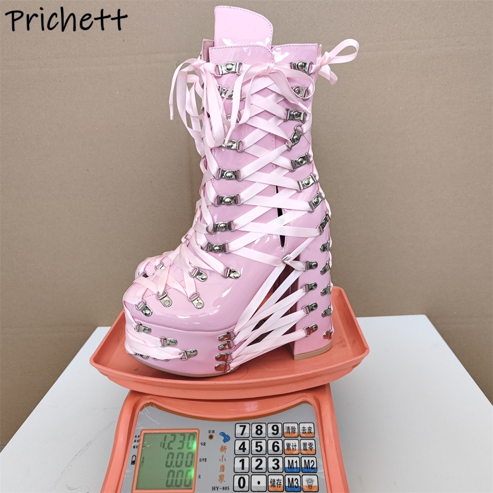 Black Pink Cross Tied Ankle Bo - Ribbon Tie Heel avis et prix