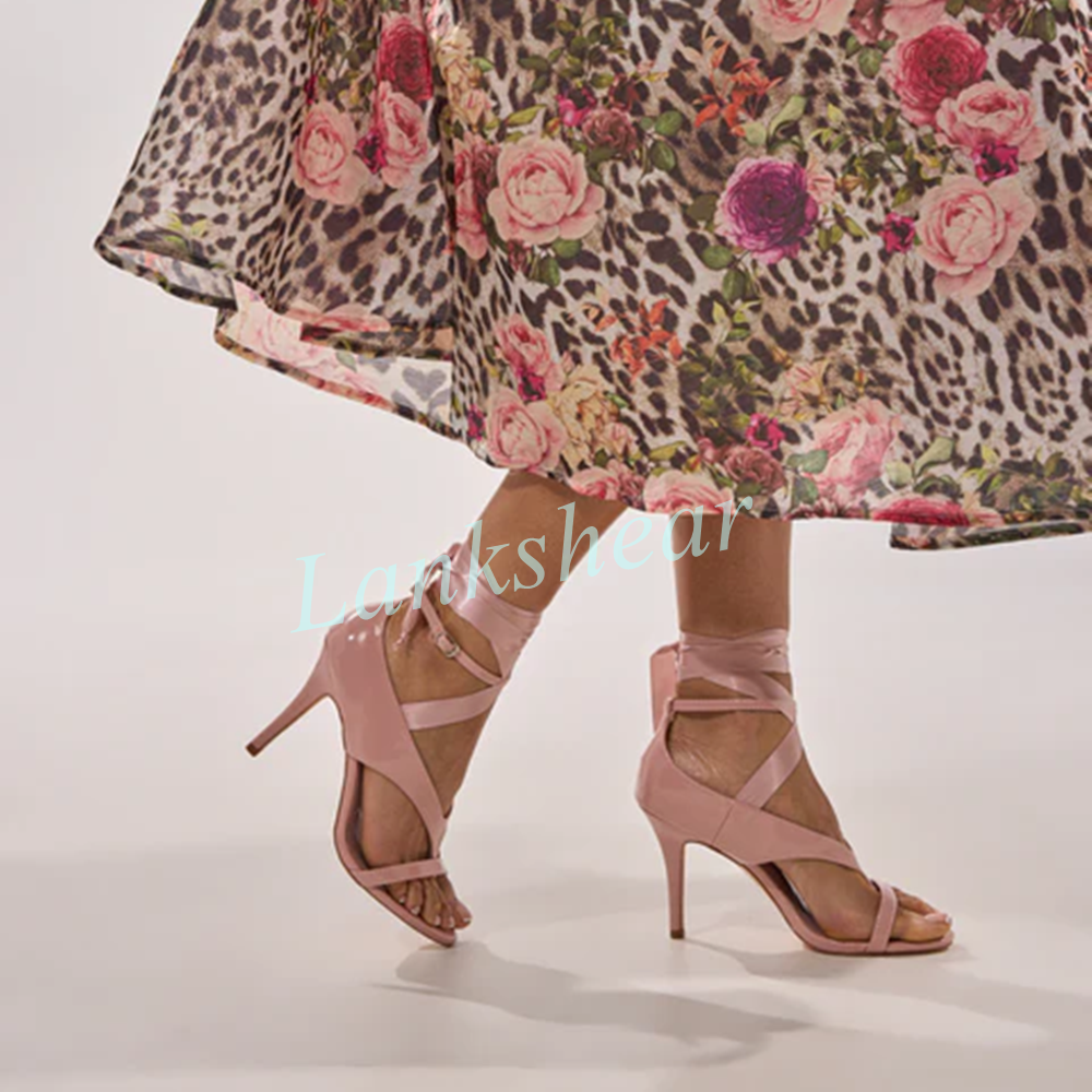 Blush Pink Patent Leather Thon - Ribbon Tie Heel avis et prix